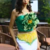 CROP TOP SEDA Y FALDA PINTADA